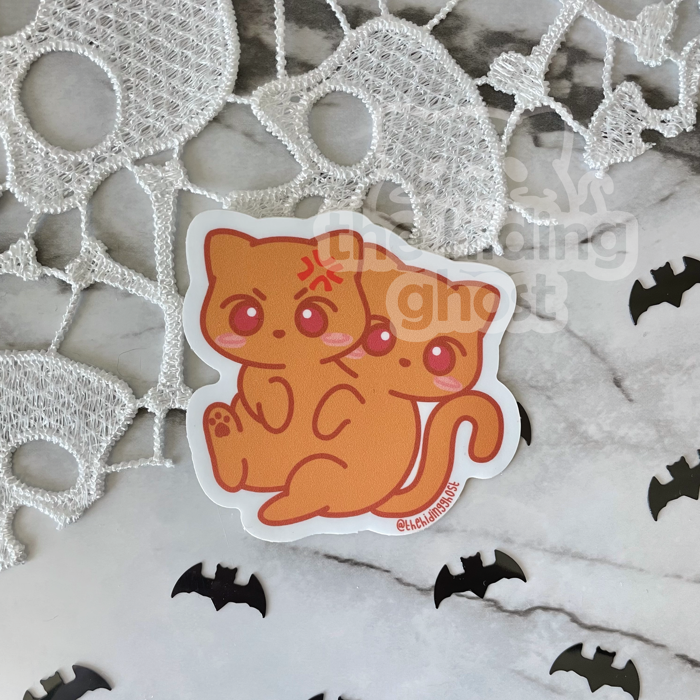 Two-Headed Anime Cats Sticker