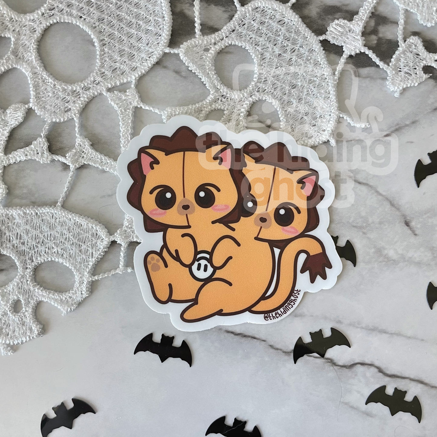 Two-Headed Anime Cats Sticker