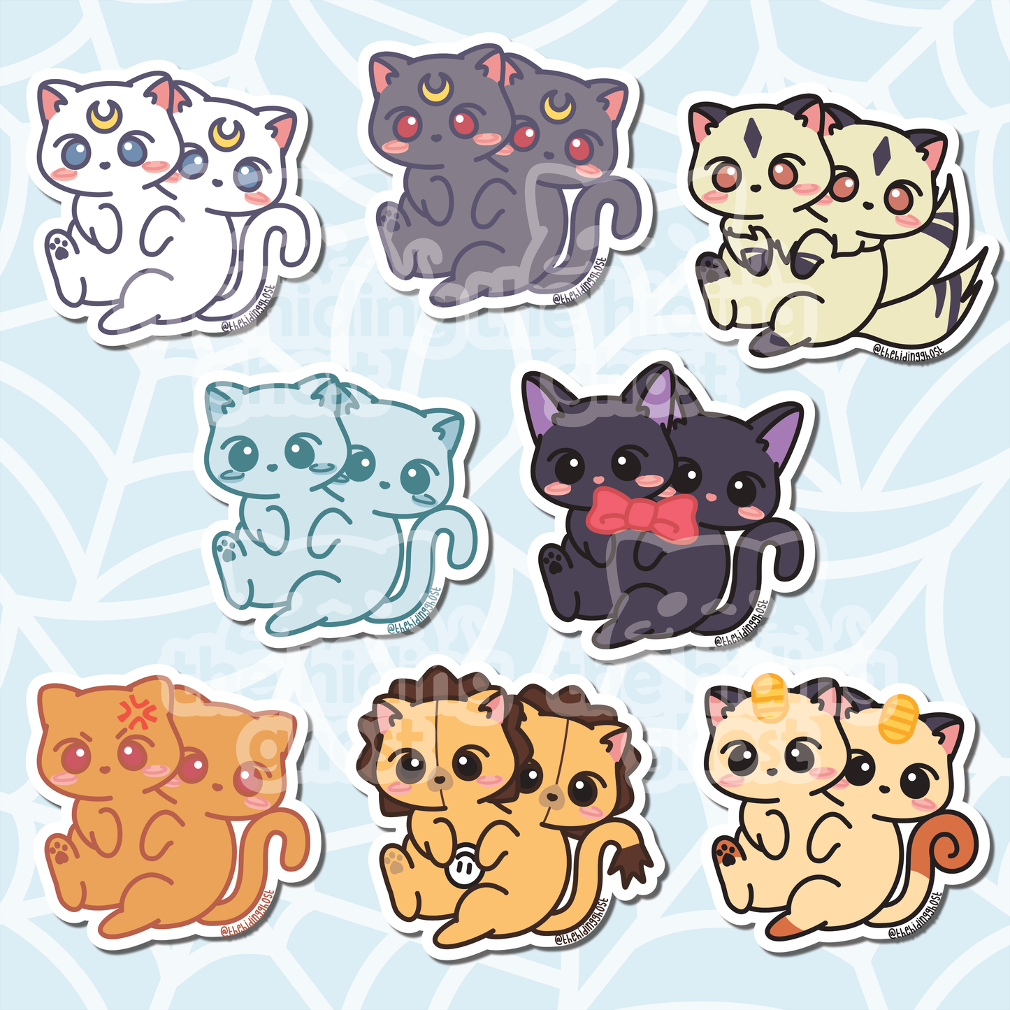 Two-Headed Anime Cats Sticker
