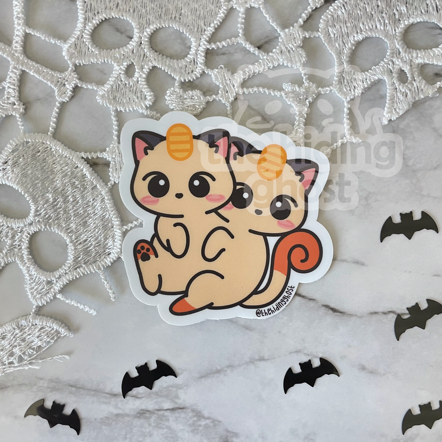 Two-Headed Anime Cats Sticker