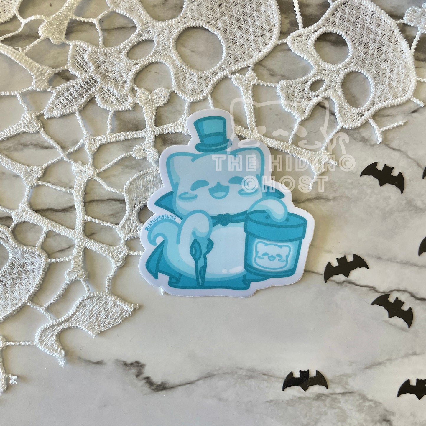 Cat Box Ghost Sticker