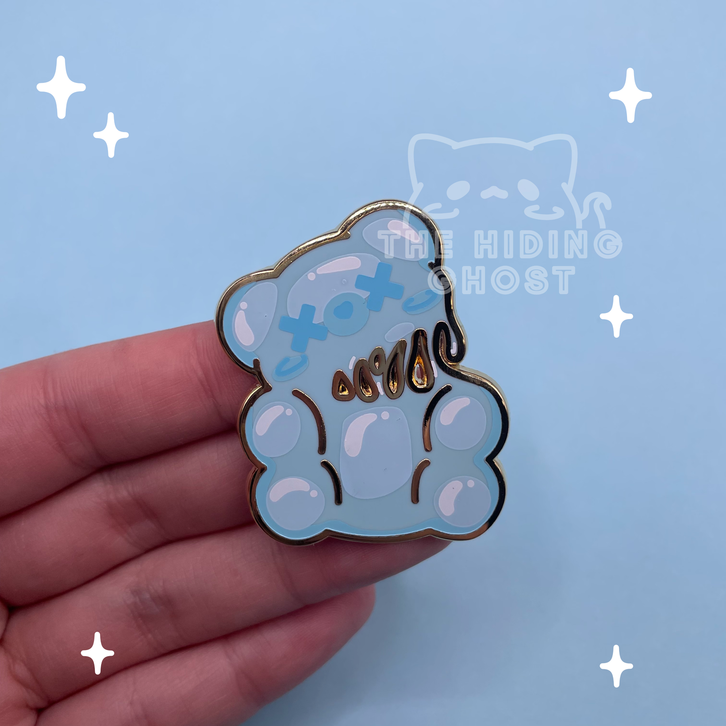 Blue Spooky Gummy Bear Enamel Pin
