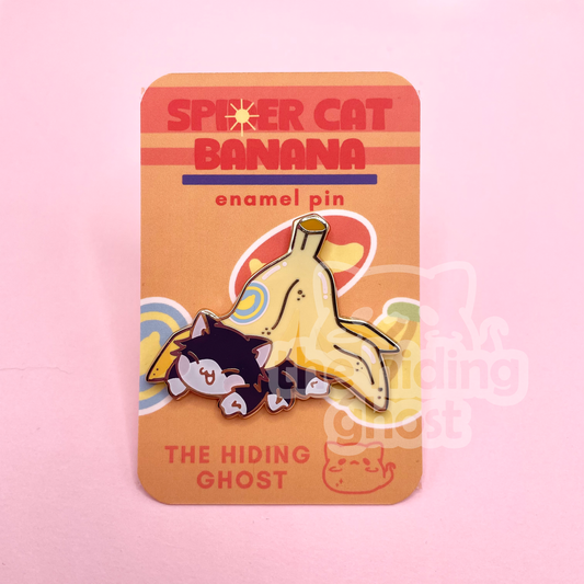 Tuxedo Spider Cat Banana Enamel Pin