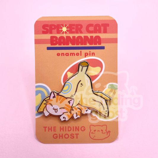 Orange Spider Cat Banana Enamel Pin