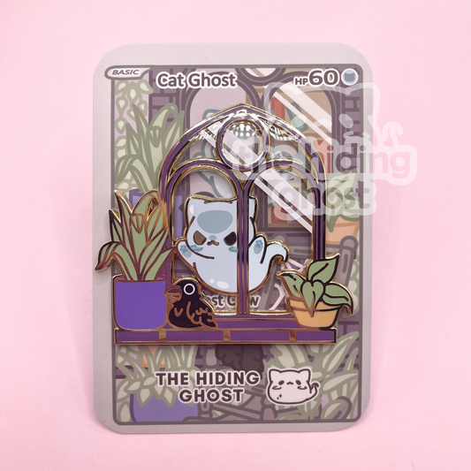 Cat Ghost Window Enamel Pin