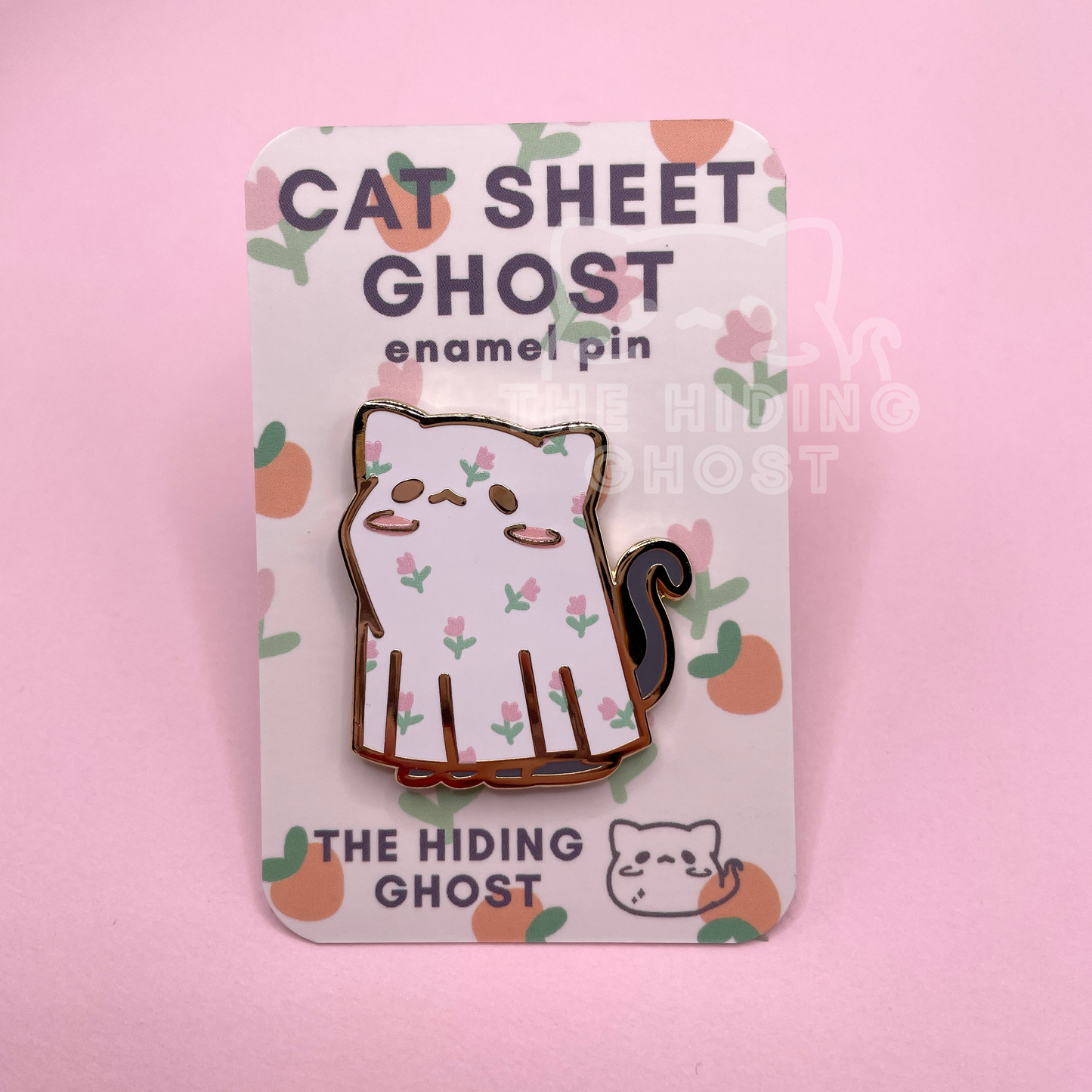 Flower Cat Sheet Ghost Enamel Pin