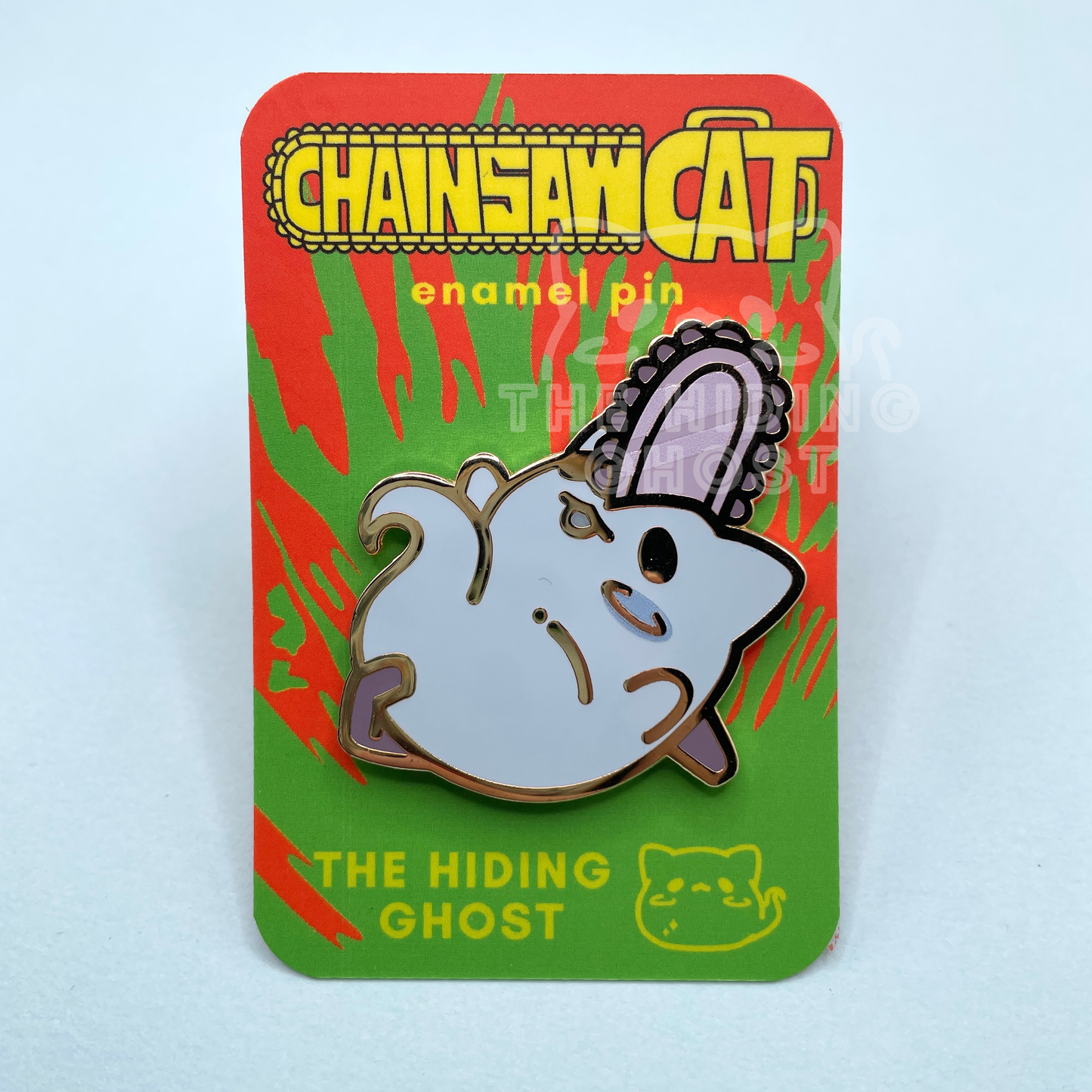 Chainsaw Ghost Cat Enamel Pin