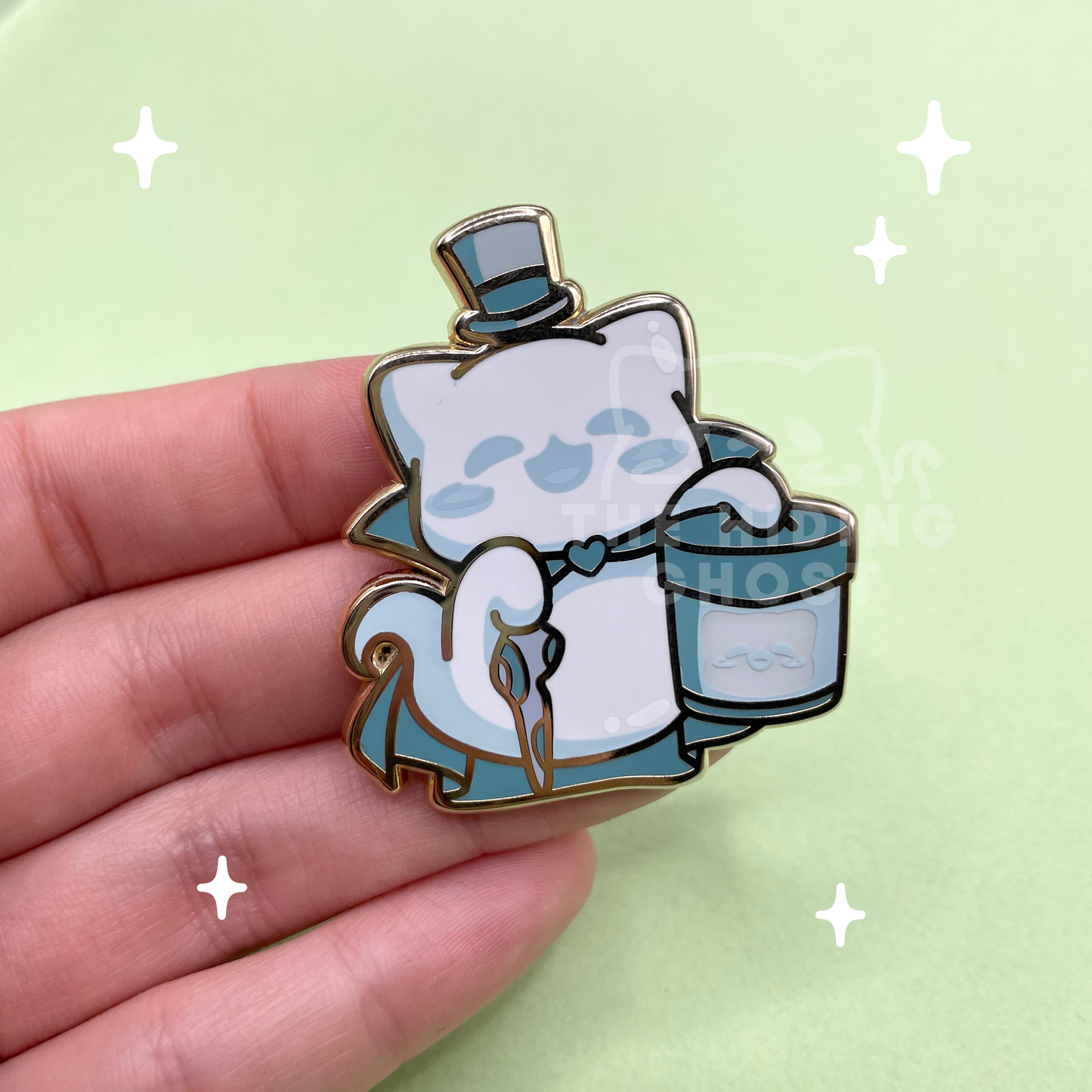 Cat Box Ghost Enamel Pin