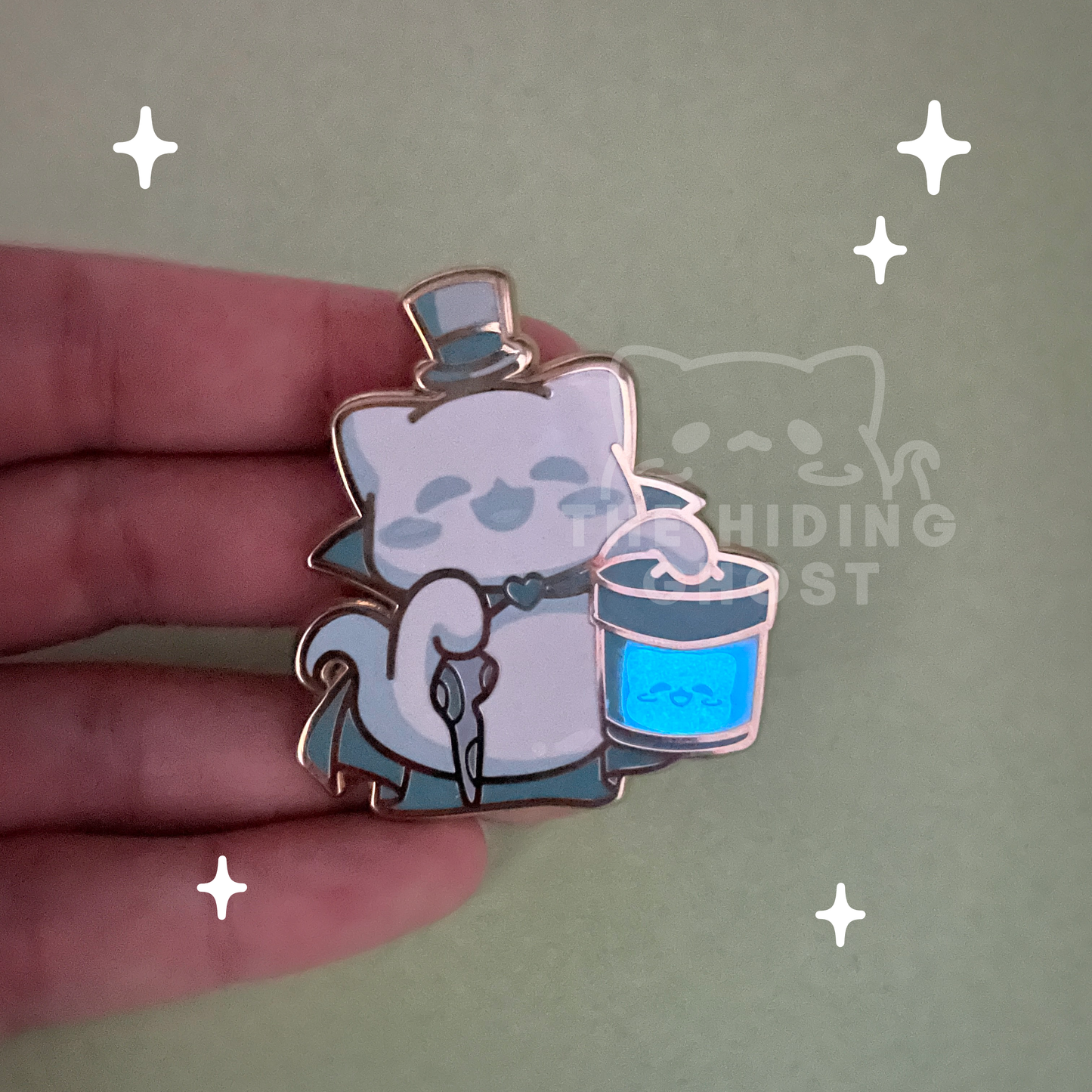 Cat Box Ghost Enamel Pin