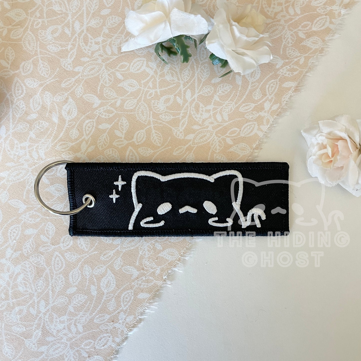 Cat Ghost Jet Tag Keychain