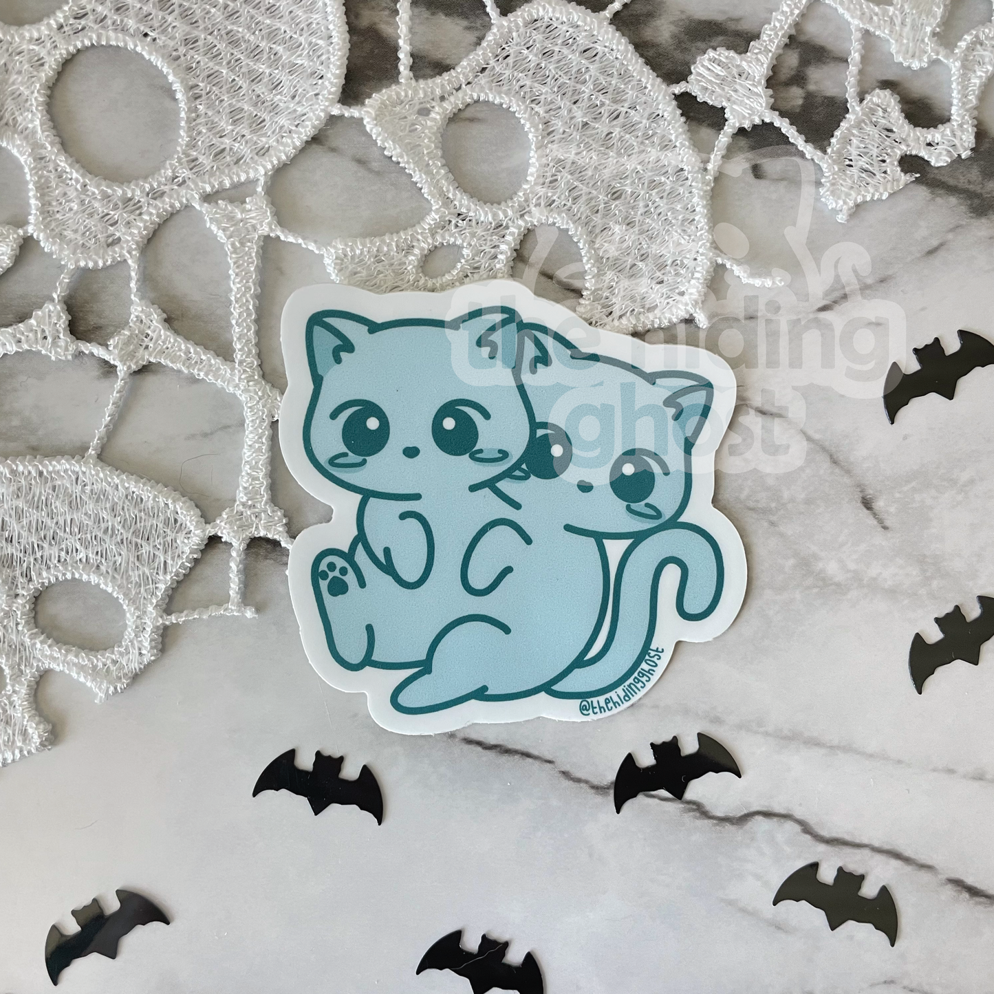 Two-Headed Anime Cats Sticker