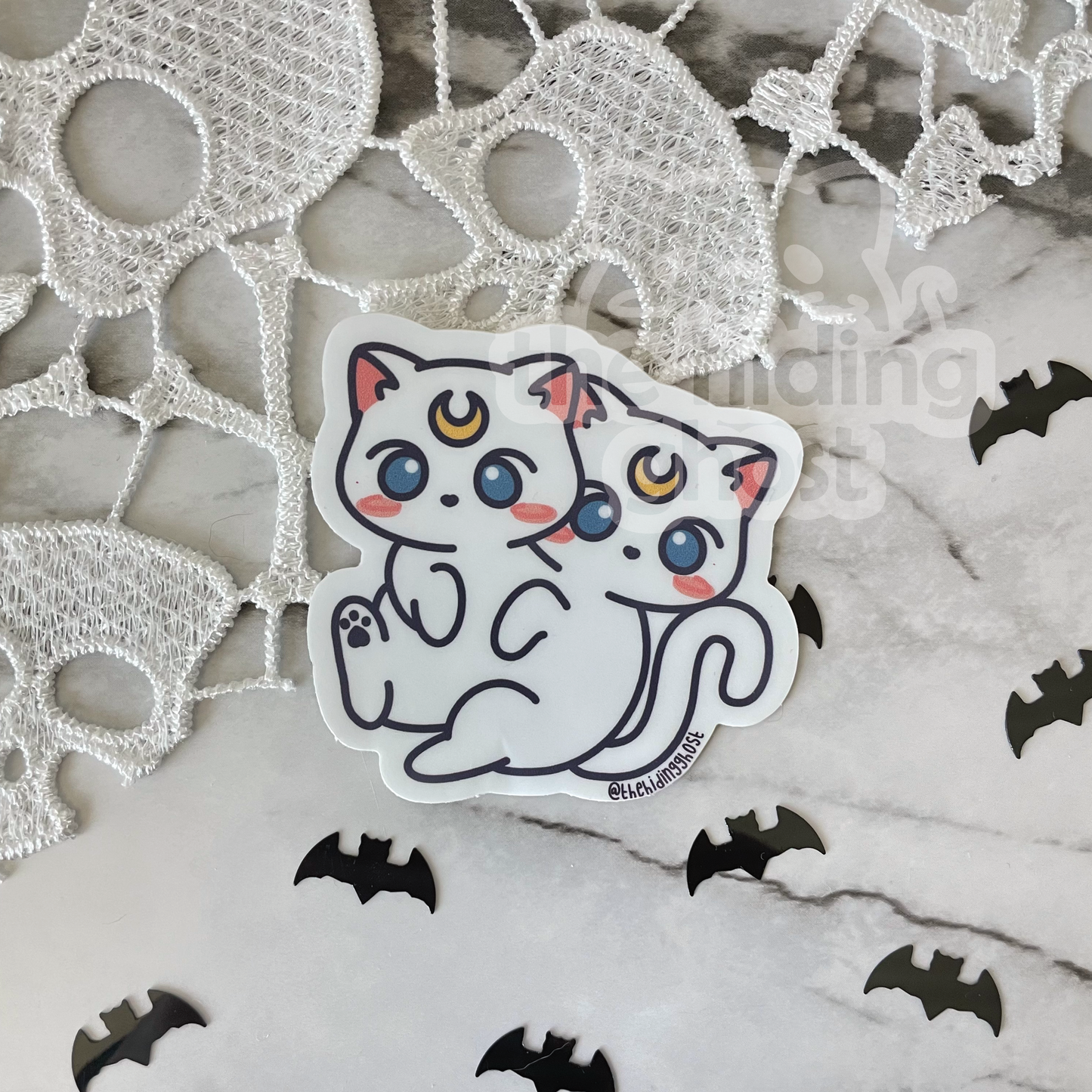 Two-Headed Anime Cats Sticker