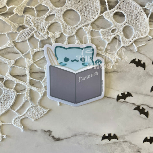 Cat Ghost Dead Note Sticker