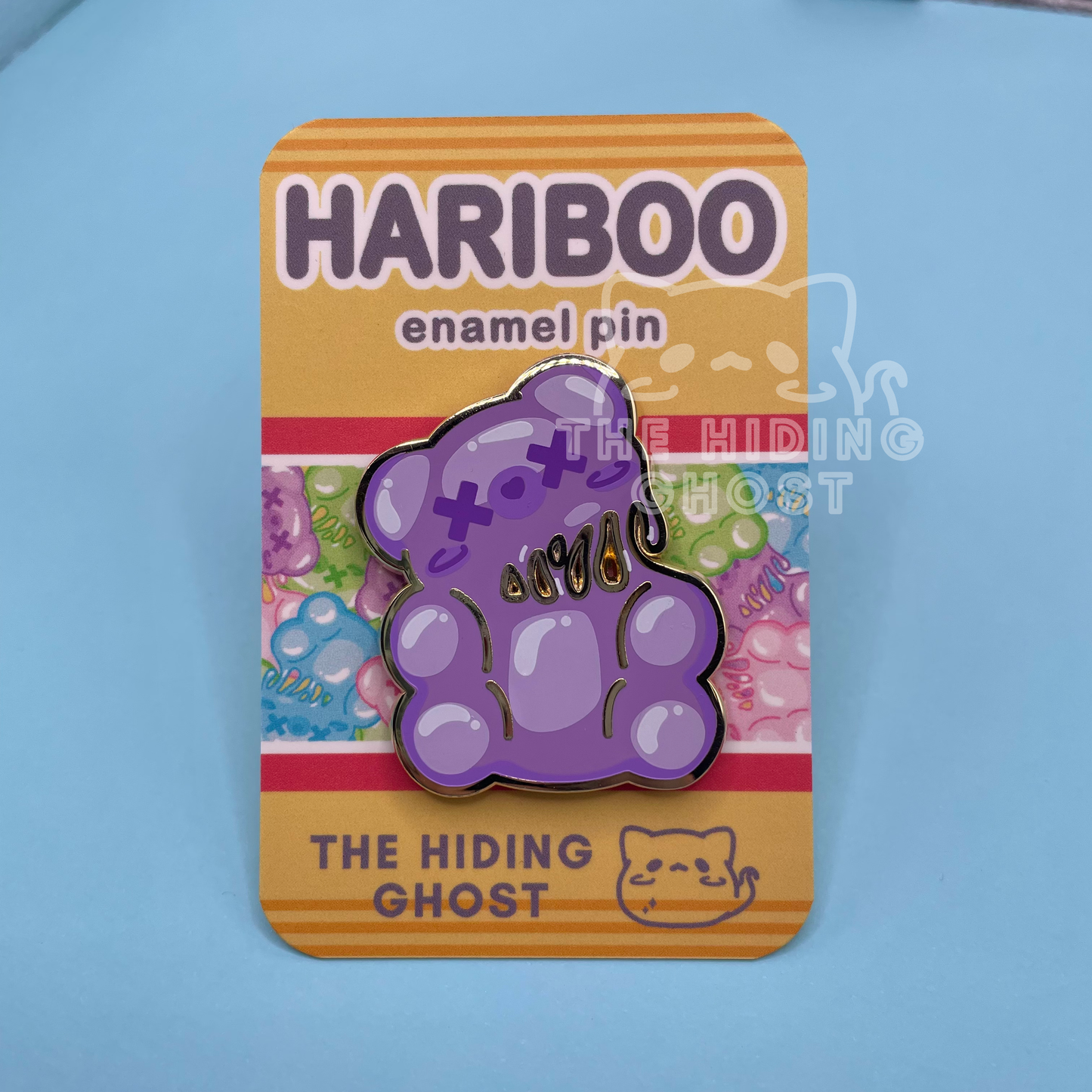 Purple Spooky Gummy Bear Enamel Pin