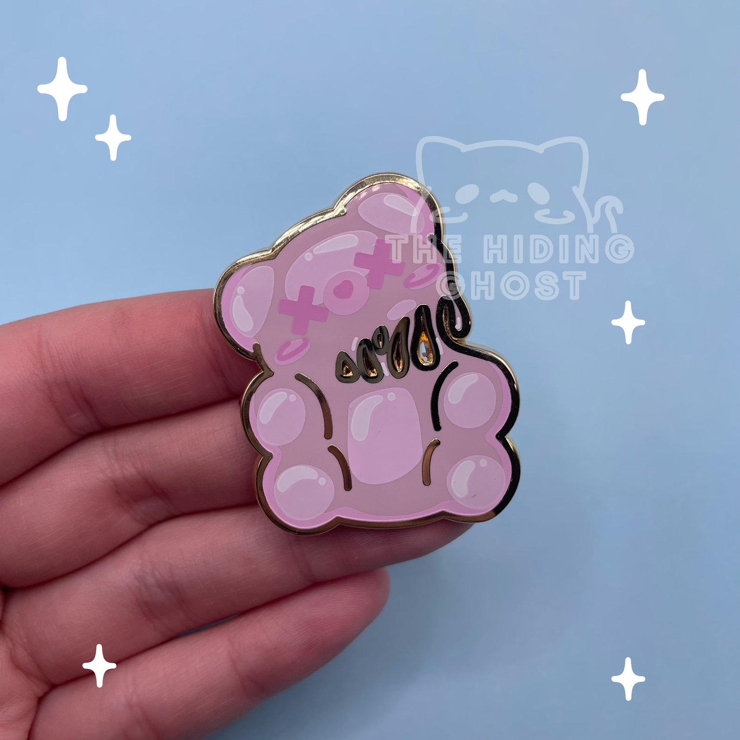 Pink Spooky Gummy Bear Enamel Pin