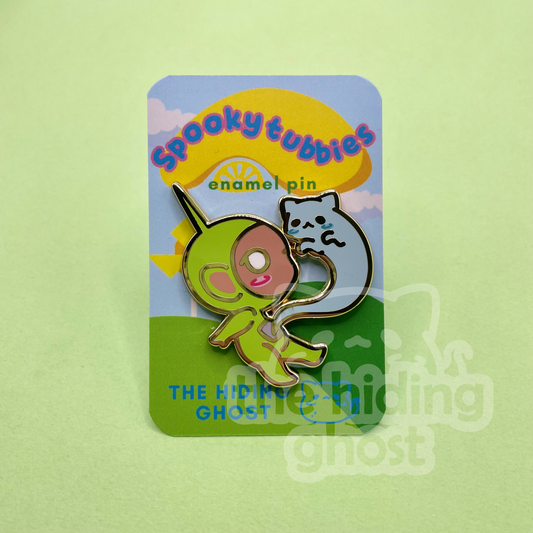 Green Spookytubbies Enamel Pin