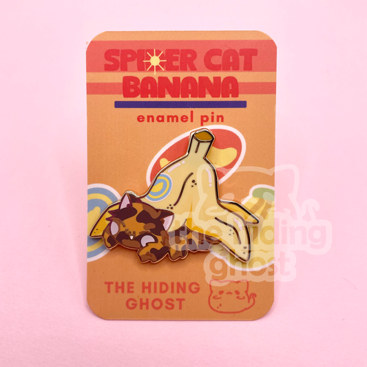 Tortie Spider Cat Banana Enamel Pin