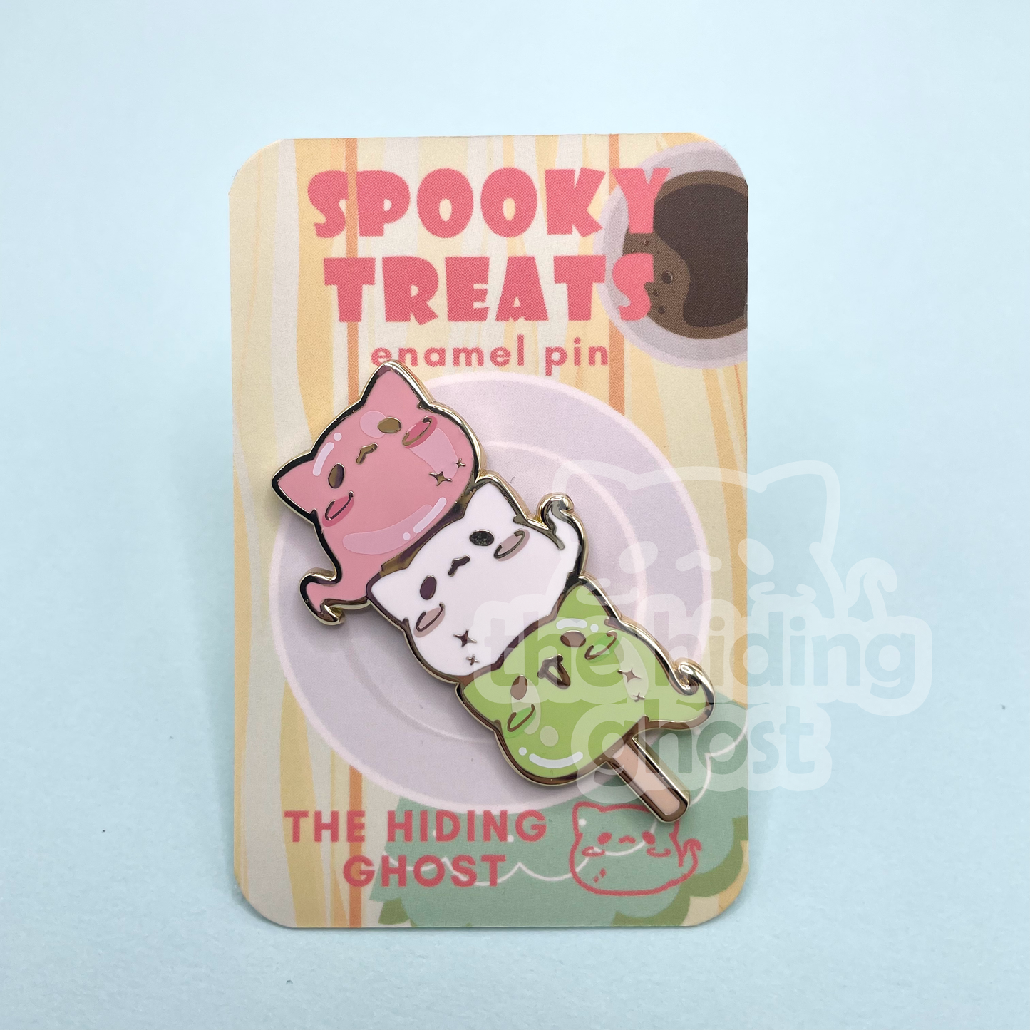Cat Ghost Dango Enamel Pin