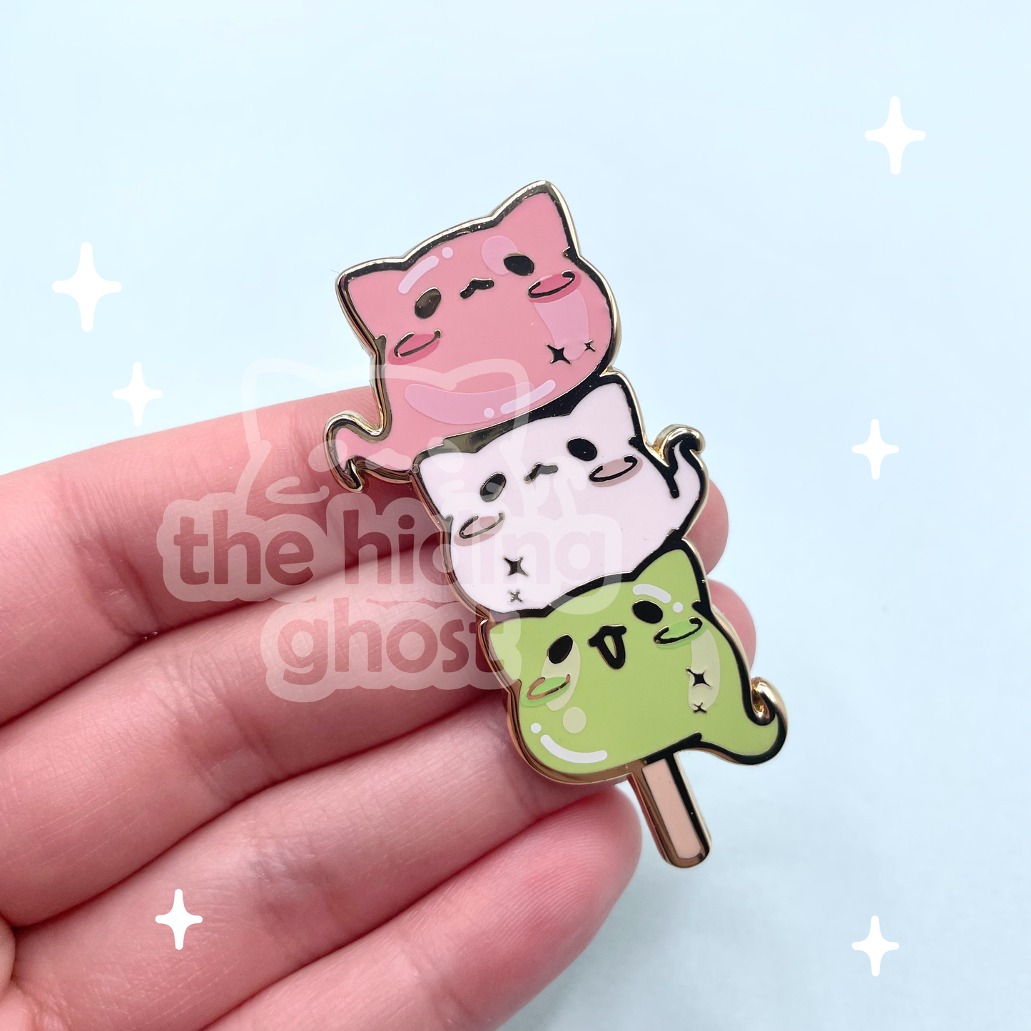 Cat Ghost Dango Enamel Pin