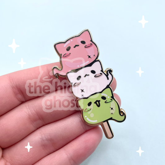 Cat Ghost Dango Enamel Pin