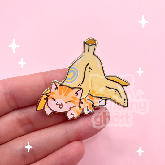 Orange Spider Cat Banana Enamel Pin