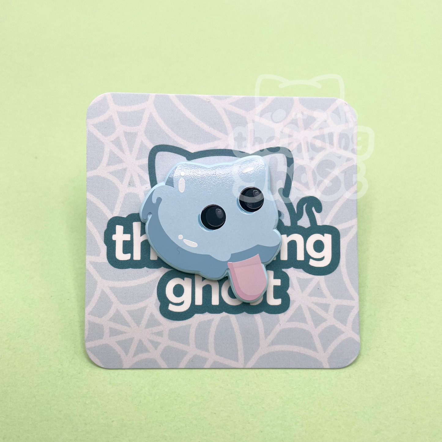 Cat Ghost Popsicle Dyed Metal Pin