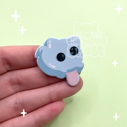 Cat Ghost Popsicle Dyed Metal Pin