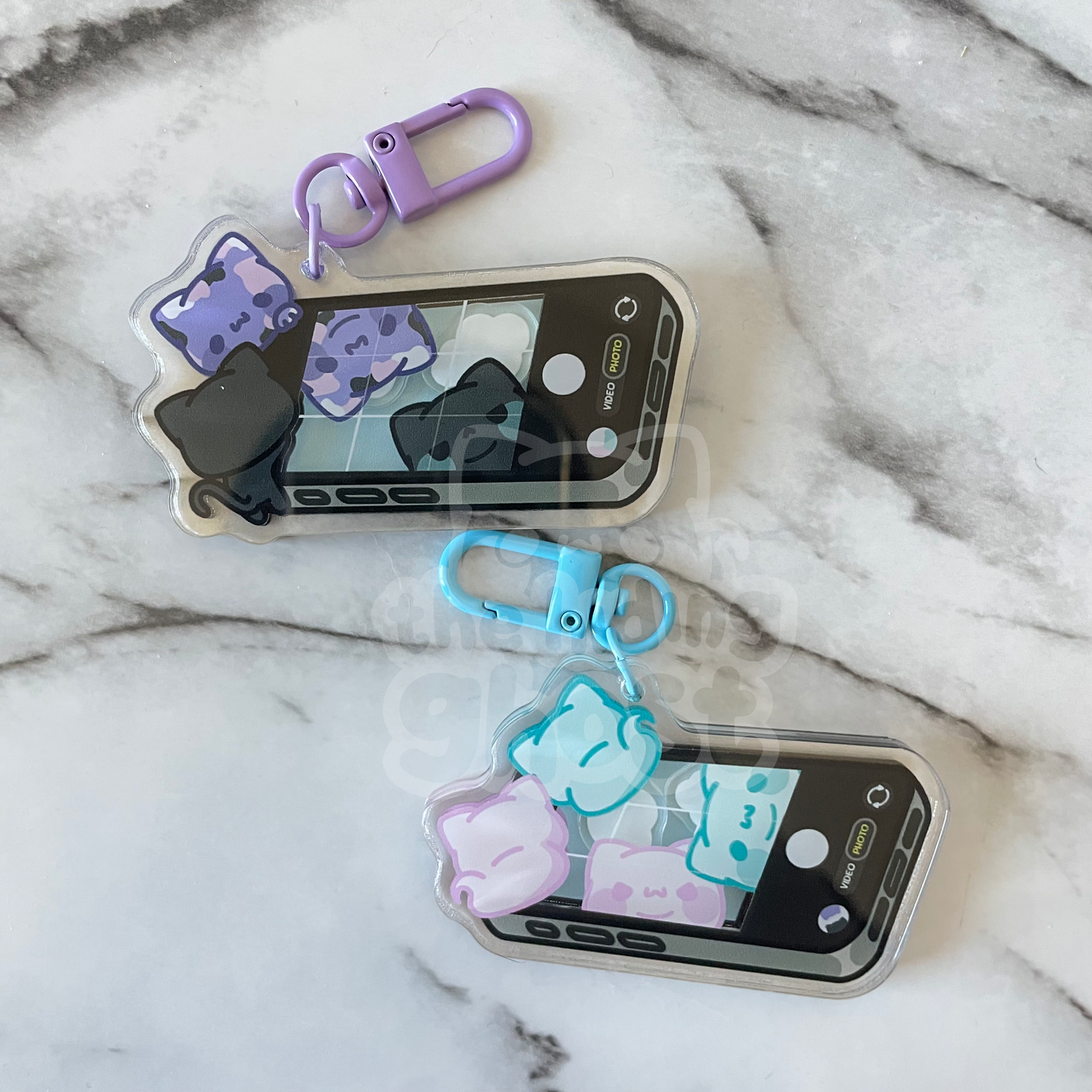 Cat Selfie Shaker Acrylic Keychain