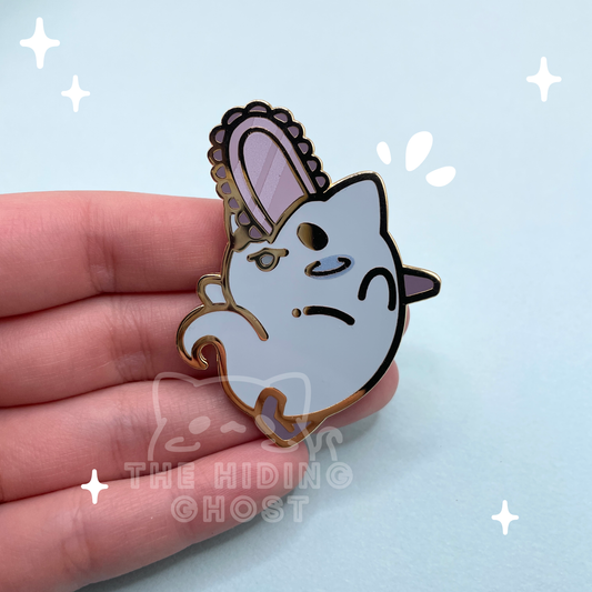 Chainsaw Ghost Cat Enamel Pin