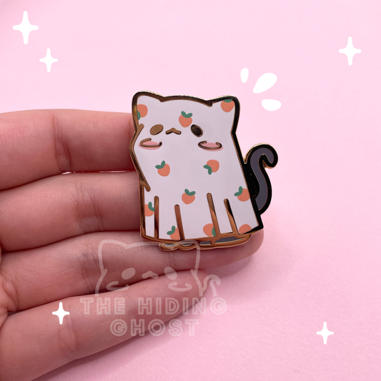 Peach Cat Sheet Ghost Enamel Pin