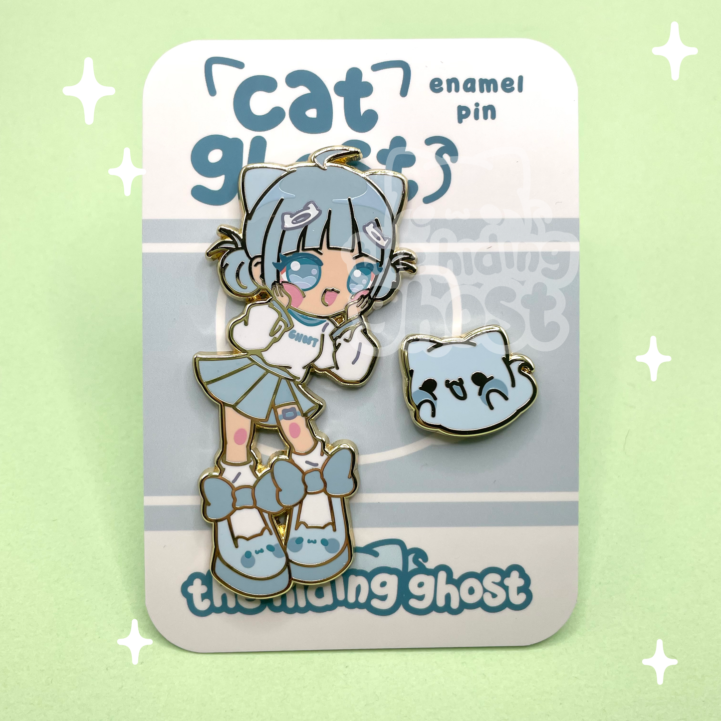 Cat Ghost Girl Enamel Pin Set