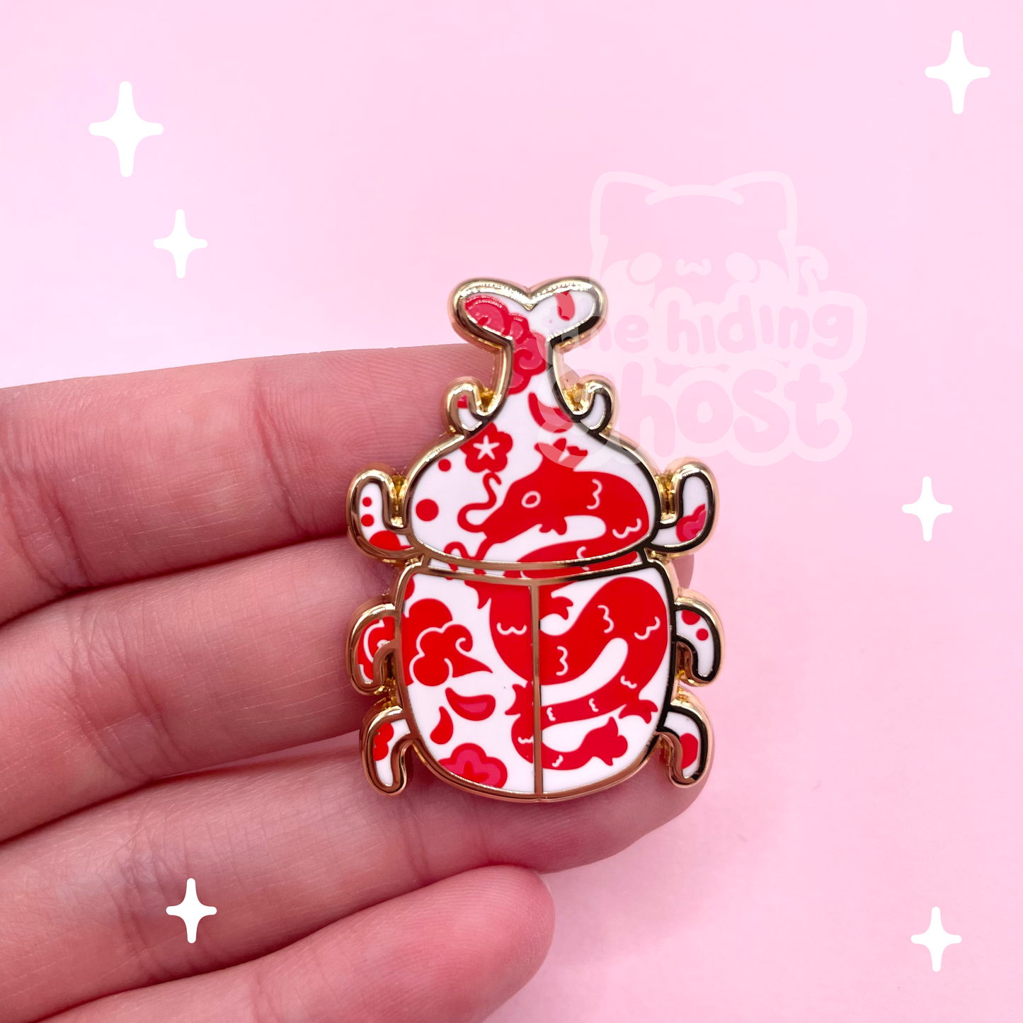 Ceramic Horn Beetle Enamel Pin
