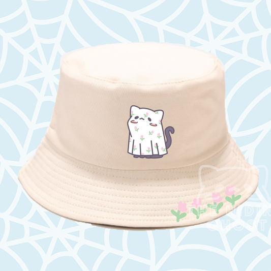 Beige Cat Sheet Ghost Bucket Hat