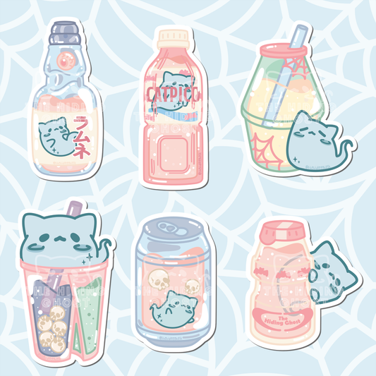 Cute Spooky Drinks Die Cut Stickers