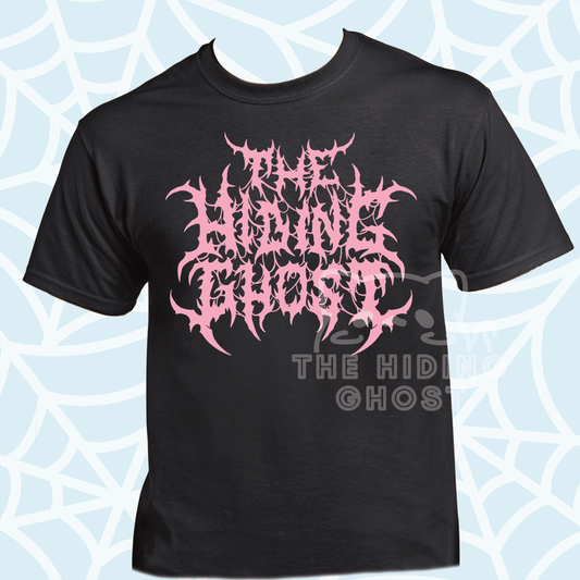 The Hiding Ghost Light Pink Metal Logo T Shirt